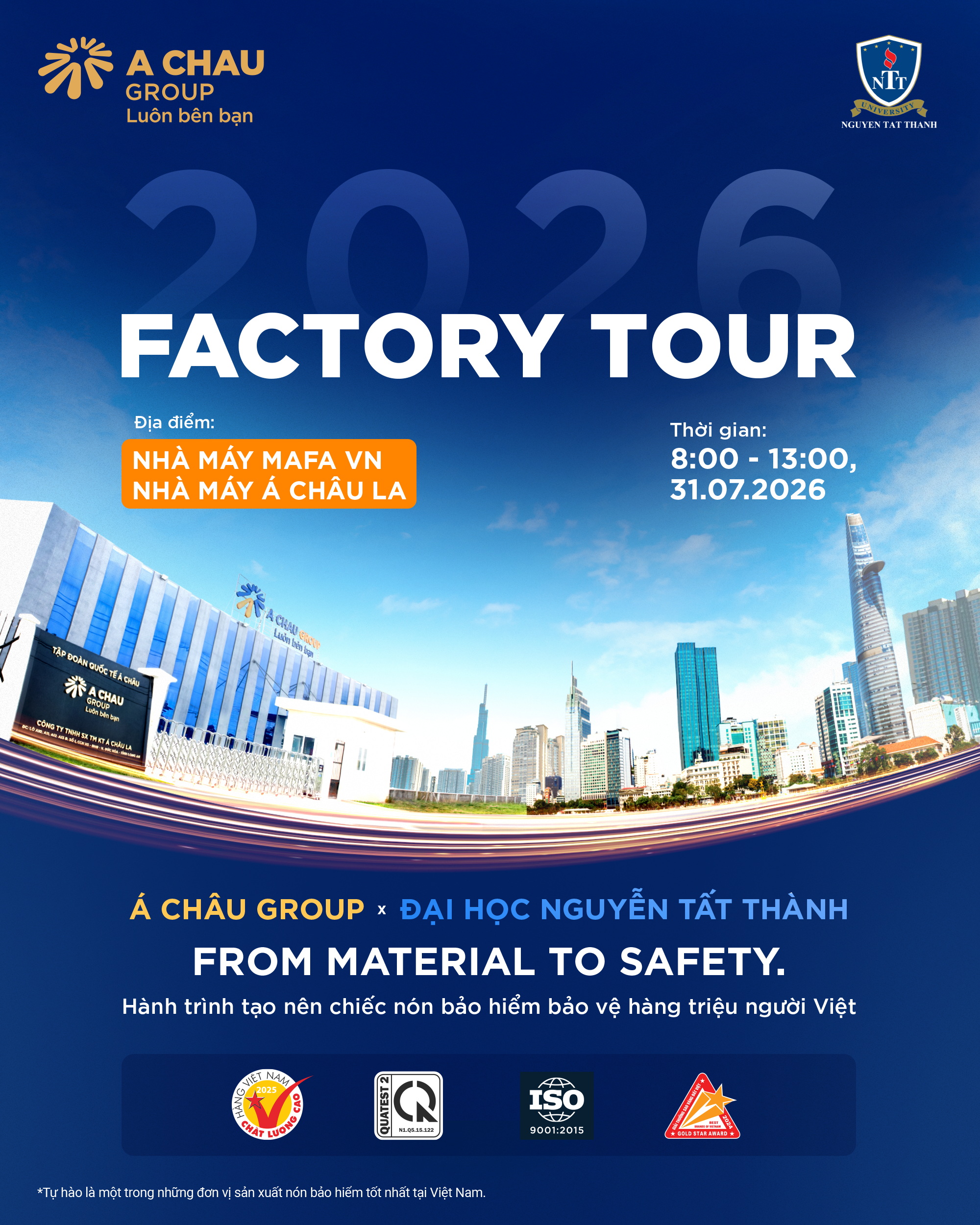 Factory Tour 2026: Á Châu Group đồng hành cùng sinh viên Trường Đại học Nguyễn Tất Thành khám phá quá trình tạo nên nón bảo hiểm đạt chuẩn 2 Factory Tour 2026 tham quan nhà máy Mafa VN